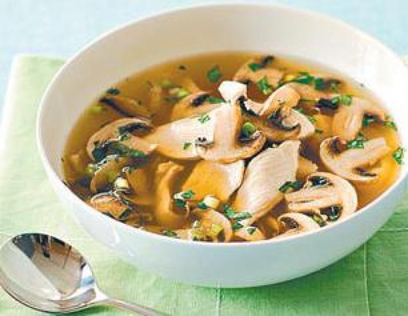 Овощной суп с курицей грибами. Готовим грибной суп с курицей: интересные рецепты и калорийность. С шампиньонами и зеленью