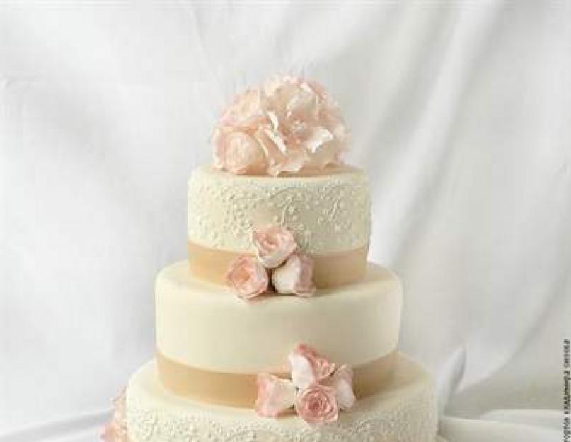 Как делают свадебные торты. Цветочные узоры и завитки по краям. Фото свадебных тортов с декором из крема