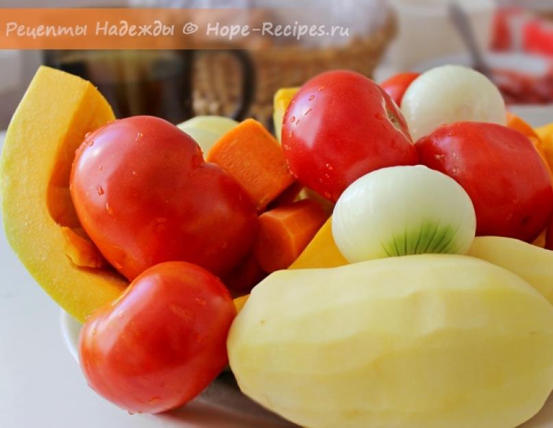 Purée de soupe à la citrouille et aux tomates.  Soupe-purée de tomates et de potiron