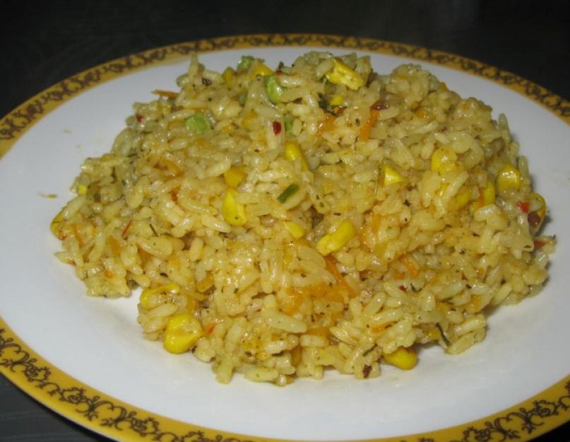 Способ приготовления риса с овощами. Лёгкие блюда из риса. Готовим рис с овощами без мяса