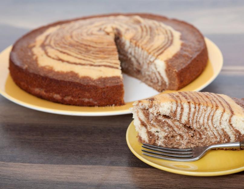 Пирог зебра в духовке на молоке. Вкусный домашний торт на майонезе. Рецепт приготовления торта на сметане