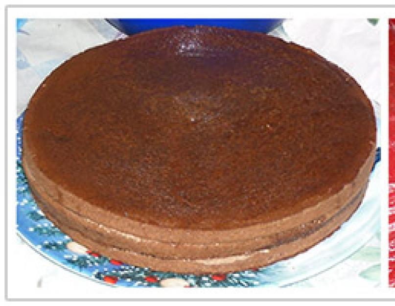 Gâteau sablé avec glaçage.  Gâteau au chocolat à base de génoises prêtes à l'emploi