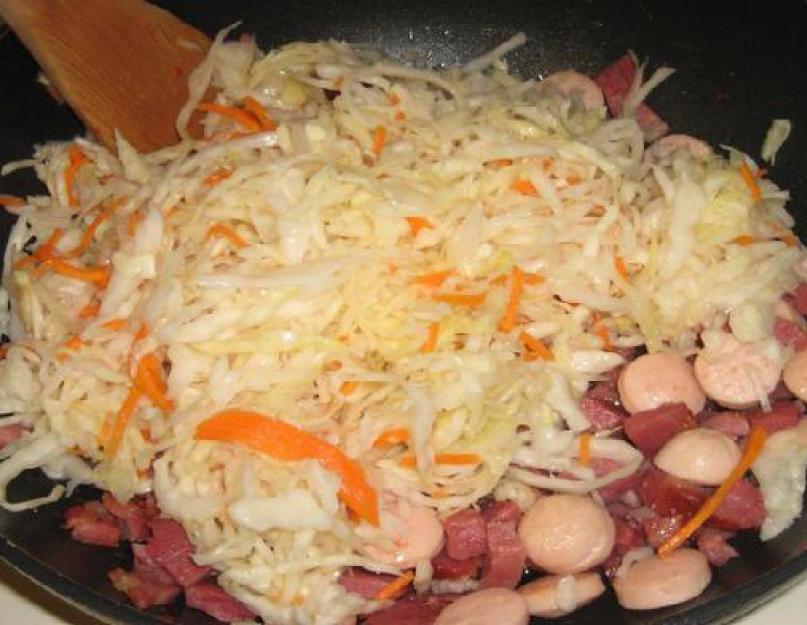 Солянка с сосисками и капустой рецепт с фото