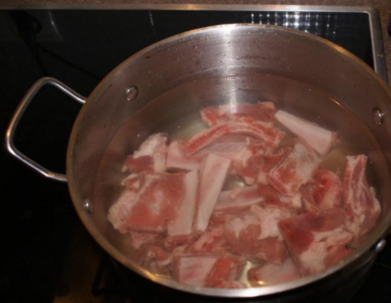 Сколько варить говядину на борщ. Мясо в кастрюле. Свинина в кастрюле. Мясо для варки. Свиные ребрышки для бульона.
