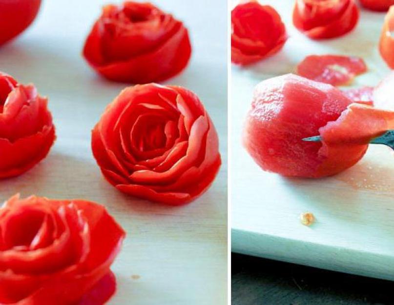 Роза из помидора мастер. Как сделать розу из помидора мастер-класс с фото и видео
