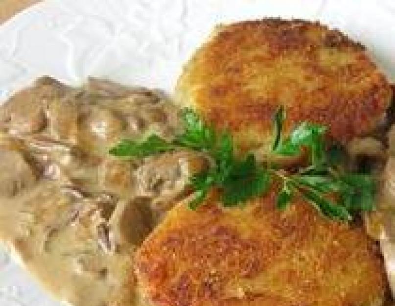 Рецепт картофельных котлет с грибами на сковороде