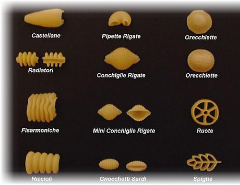 Макароны разной формы