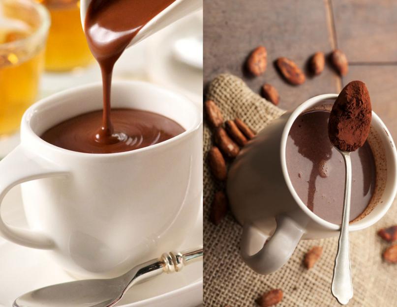 Cacao et chocolat chaud : que choisir ?  Quelle est la différence entre le chocolat chaud et le cacao : composition des produits, caractéristiques de préparation, similitudes et différences