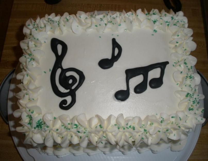 Gâteau pour musicien à base de fondant.  Décorer un gâteau avec des instruments de musique